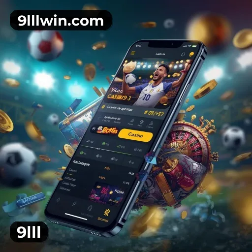 App 9lll para iOS e Android — interface mobile, login biométrico e PIX integrado